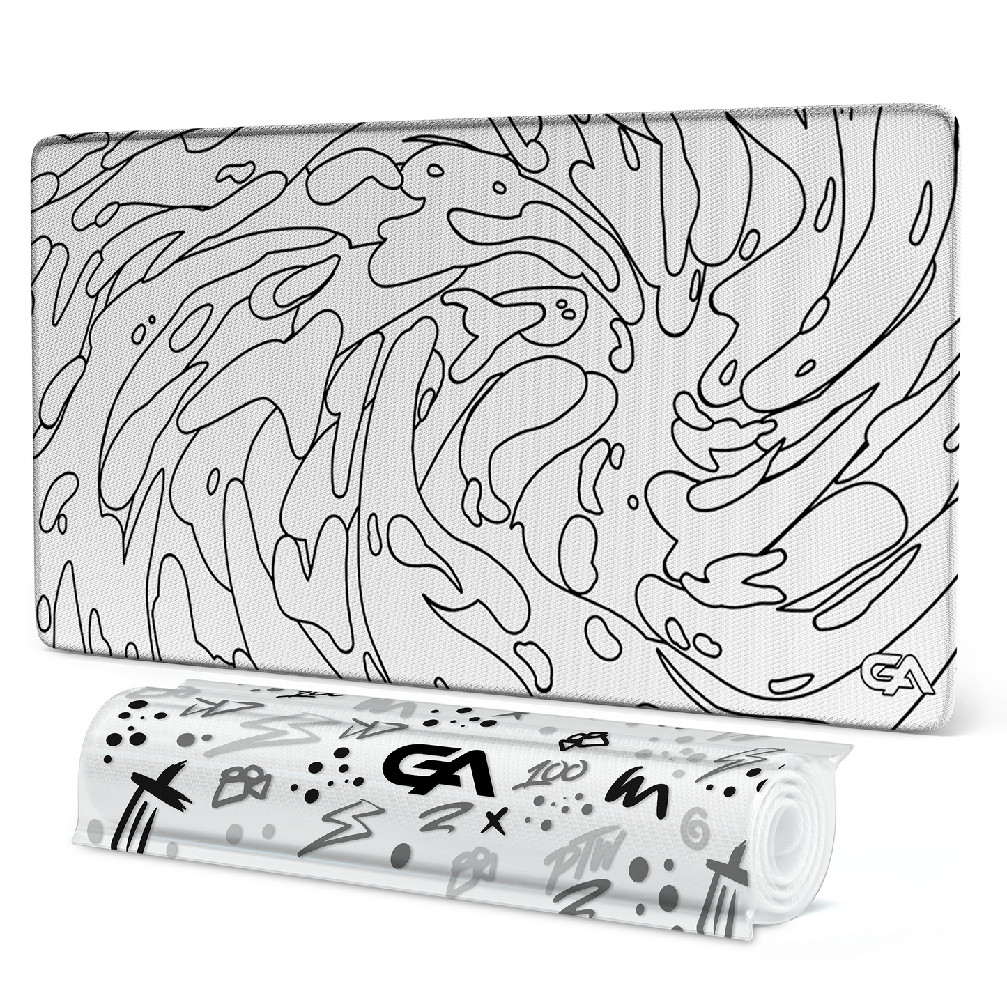 White Monochrome Swirl Mousepad