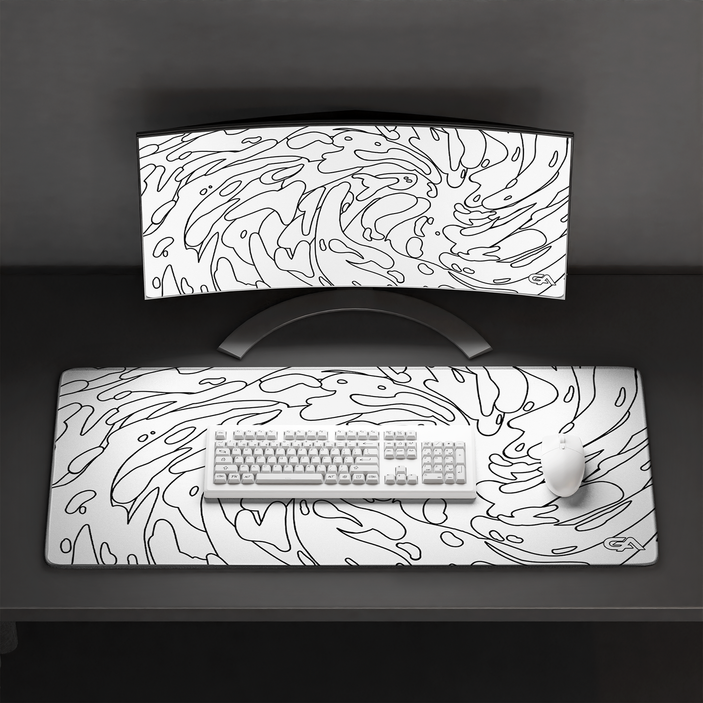 White Monochrome Swirl Mousepad