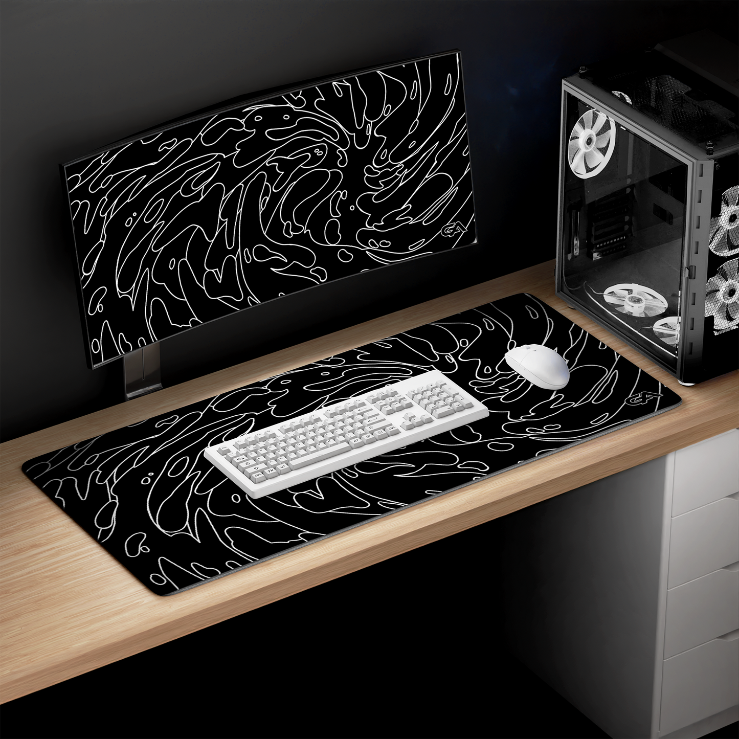 Black Monochrome Swirl Mousepad