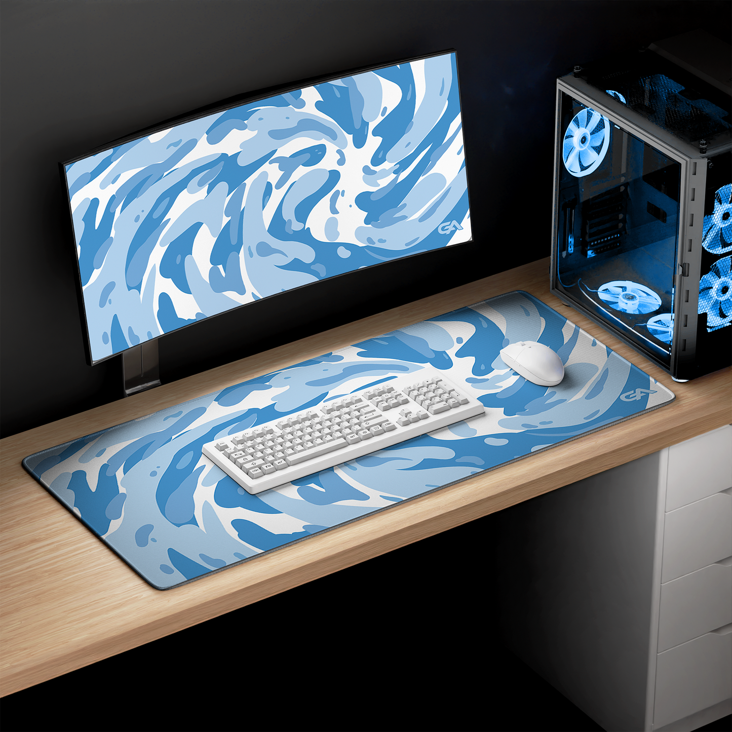 Icy Cyan Swirl Mousepad